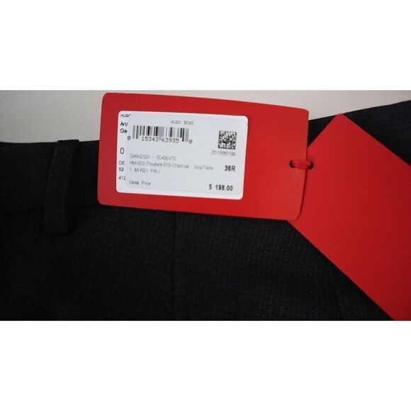 Hugo Boss 50456479 Men's Sz 36R Charcoal Super-Flex Micro-Check Chino Pants $198 - Picture 7 of 13